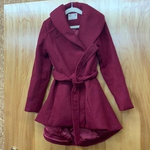 Joyfolie Size 7 Wool Dress Coat - Maroon